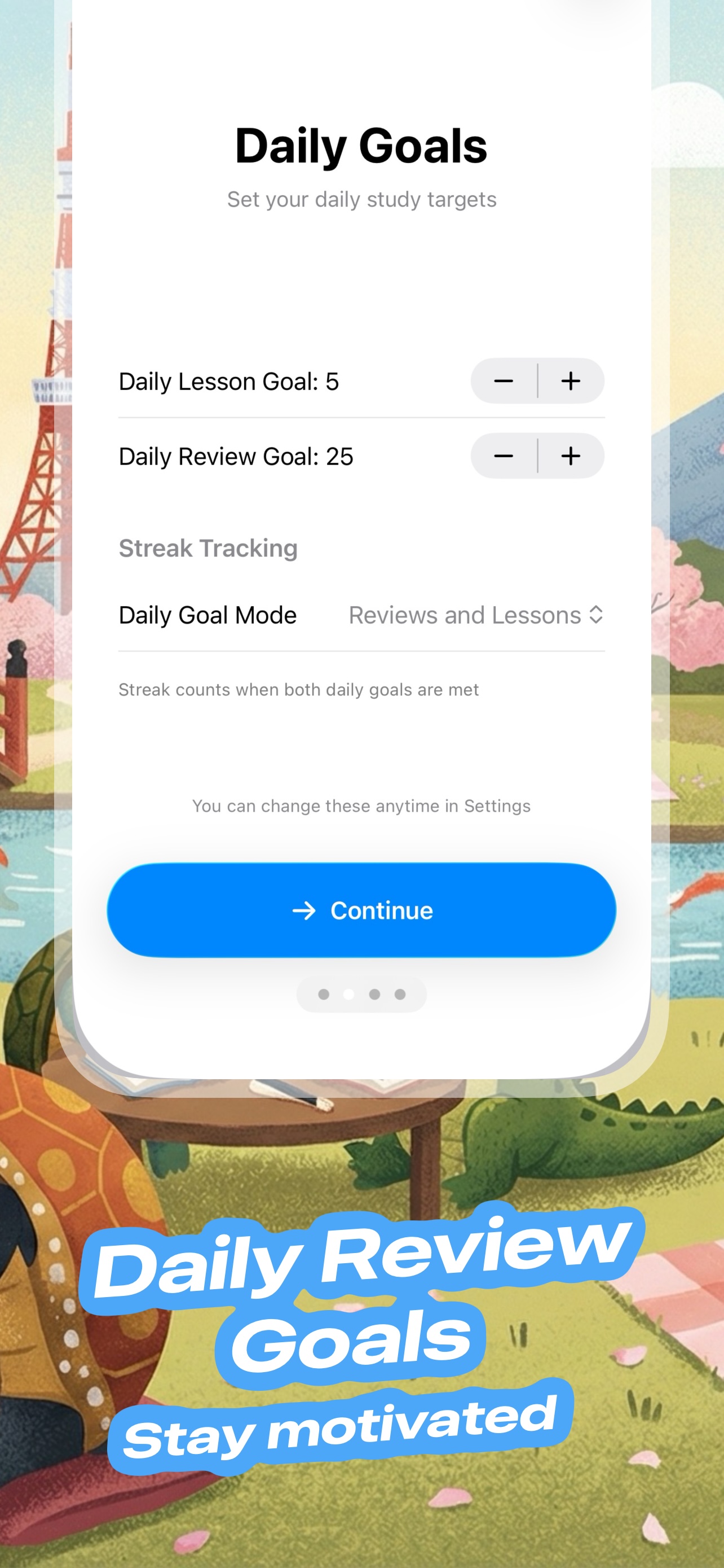 Daily Goals settings screen