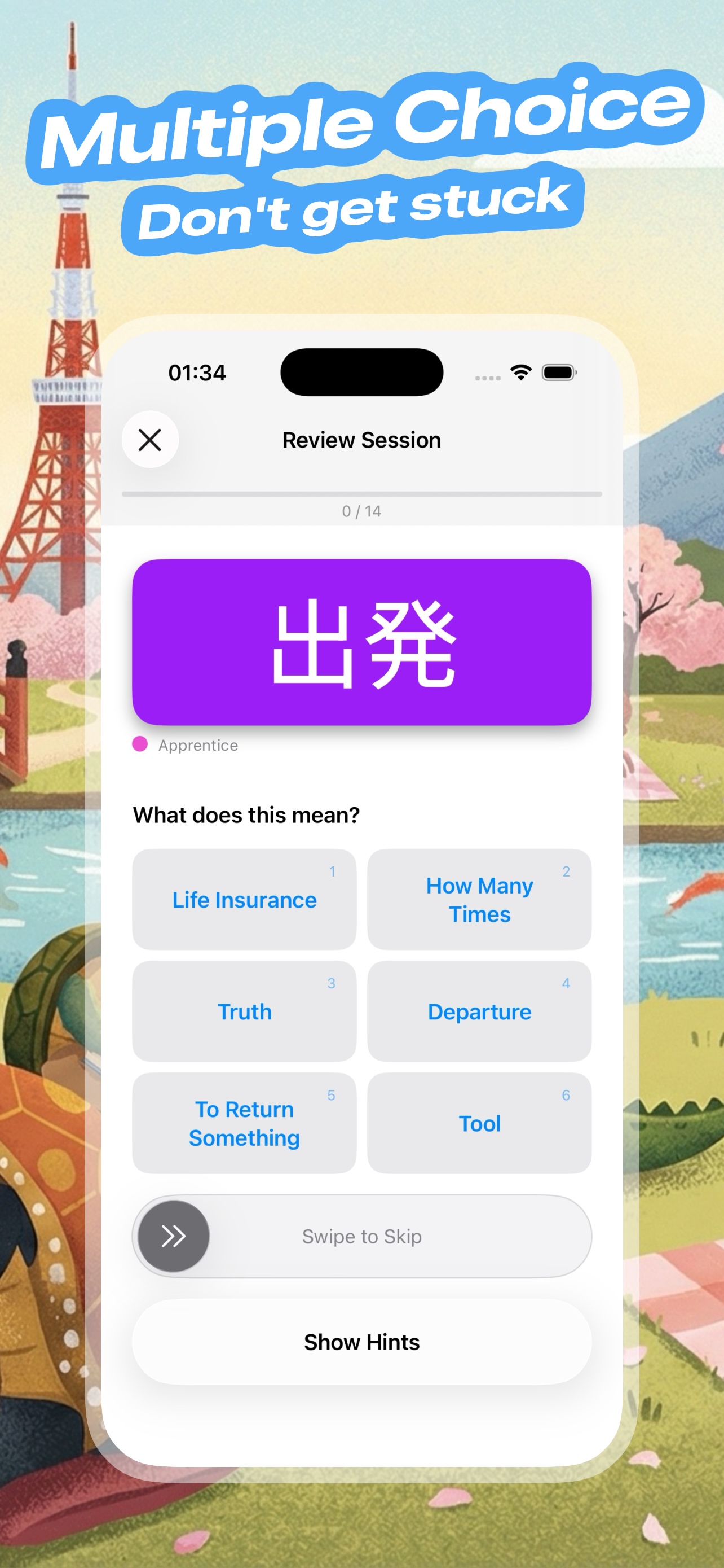 Multiple choice review mode