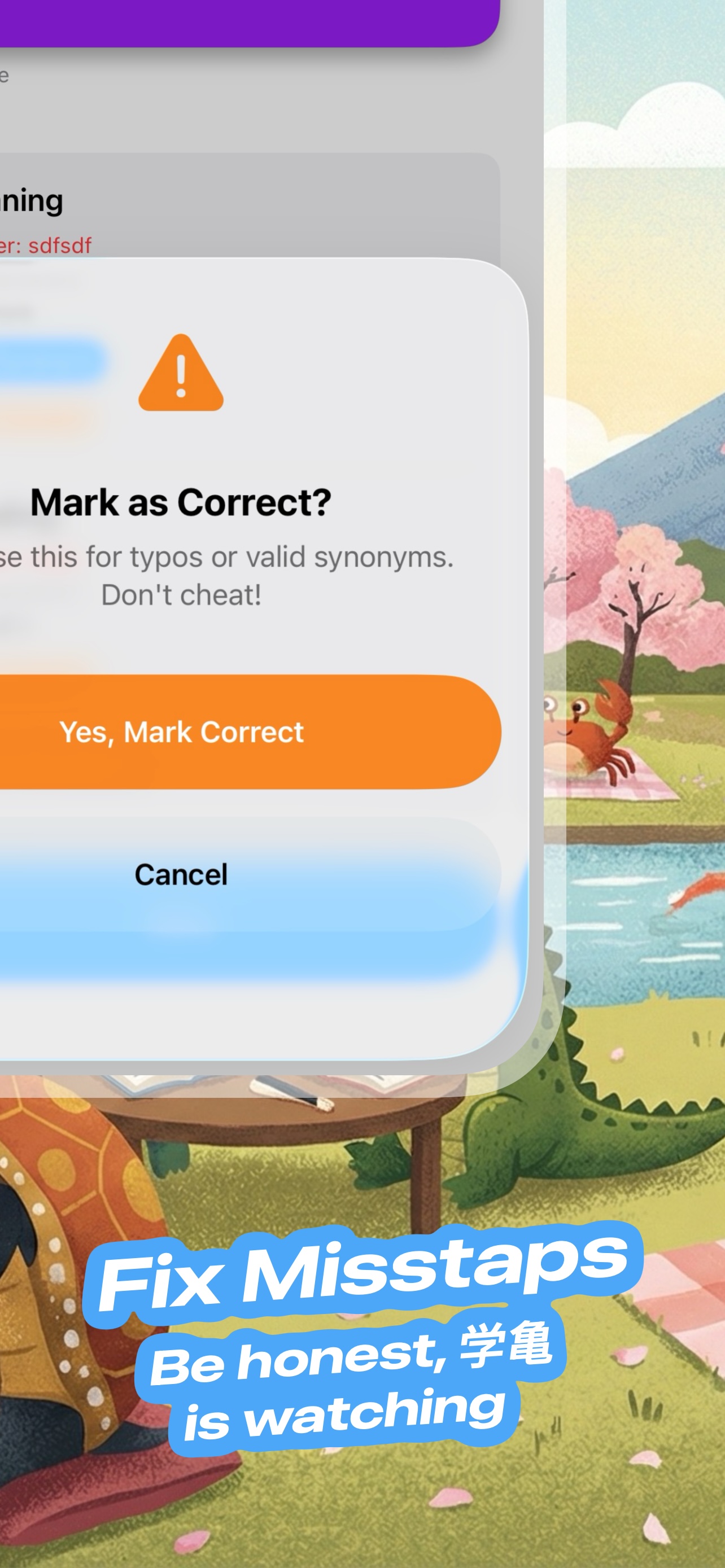 Mark as correct dialog